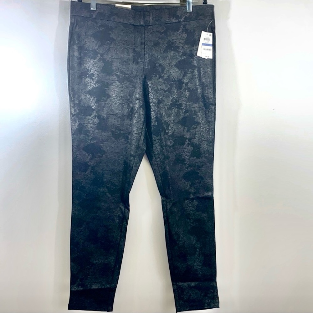 Style & Co. Ponte Mid-Rise Comfort Waist Leggings Pants XL Black/Gray Print NWT